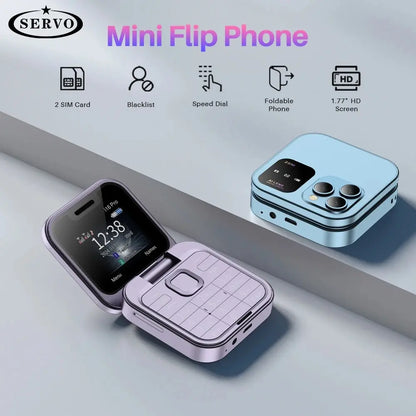 SERVO I16 Pro MIni Fold Mobile Phone 2G GSM Dual SIM Card Speed Dial Video Player Magic Voice 3.5mm Jack FM Small Flip Cellphone