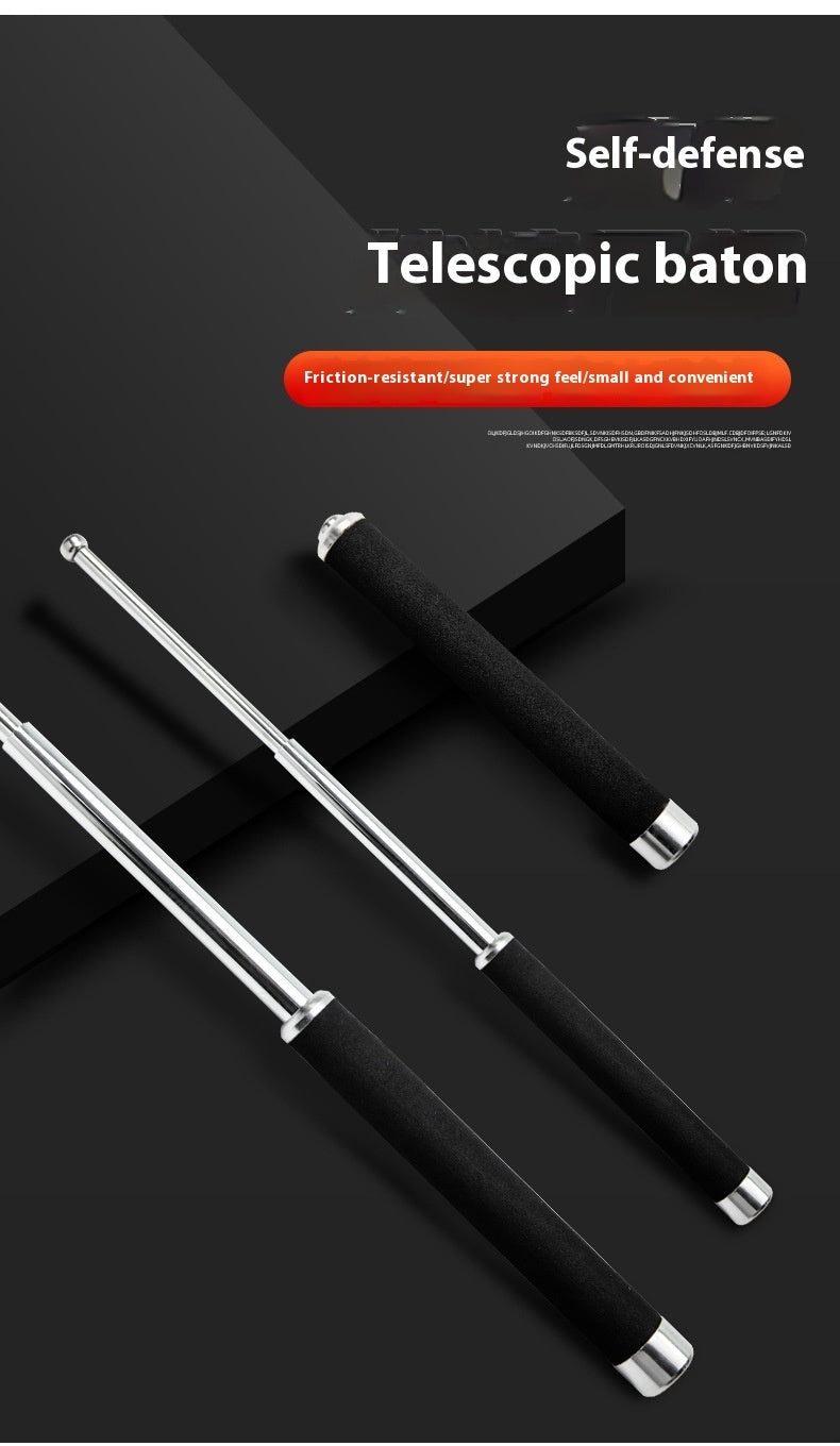 Three-section Telescopic Expandable Baton Stainless Steel Self-defense Equipment