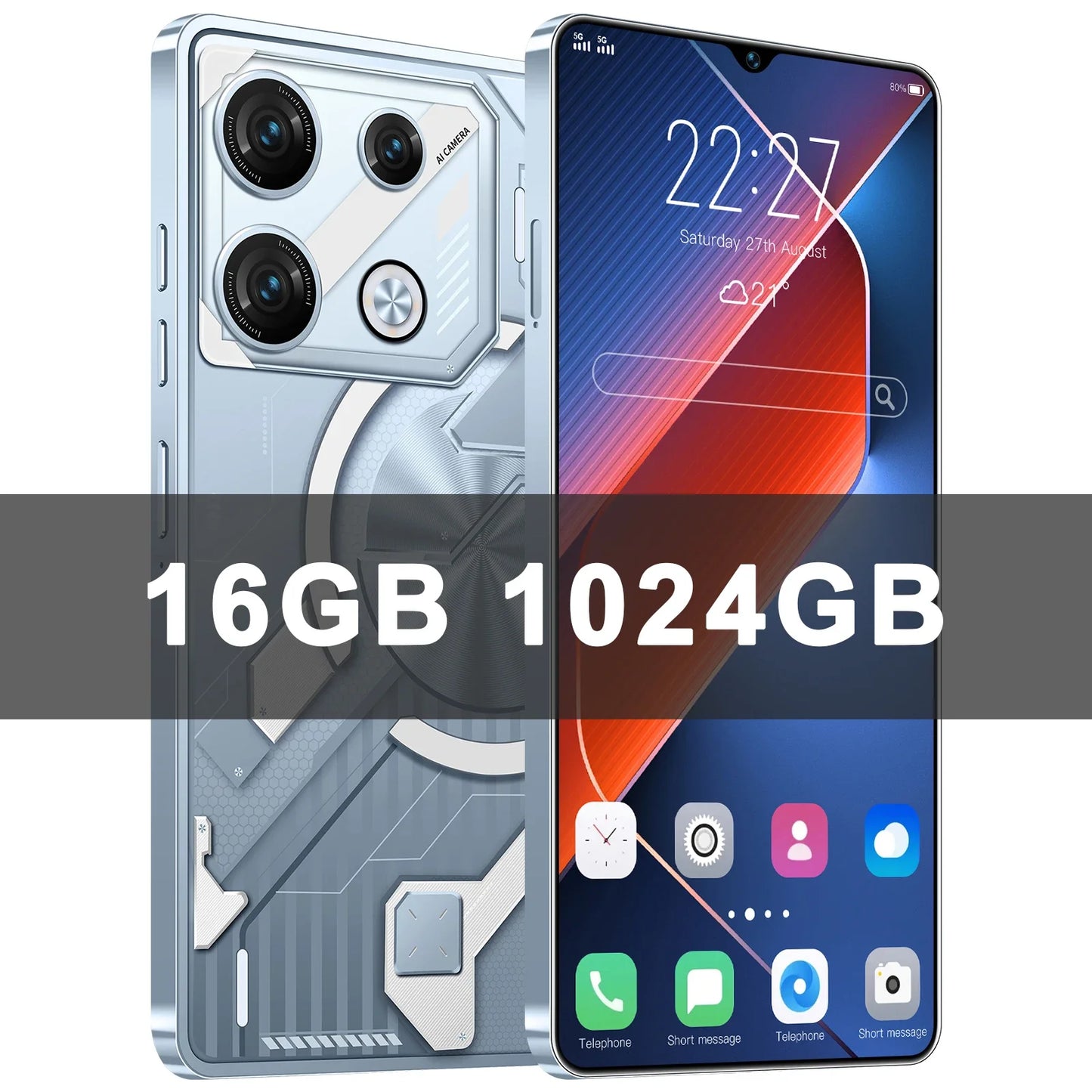 Original Pova 8 Pro Smartphone 5G 7.3inch HD 22G+2TB Cell Phone Dual SIM Mobile Phones 50+108MP 7000mAh Android 14 Unlocked NFC